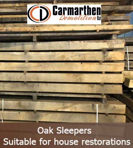 Oak railway sleepers stacked for delivery